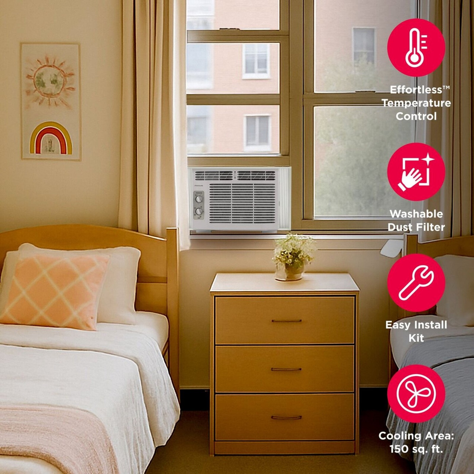5,000 BTU Window Air Conditioner for Small Rooms, Dial Controls, Quiet Effici…