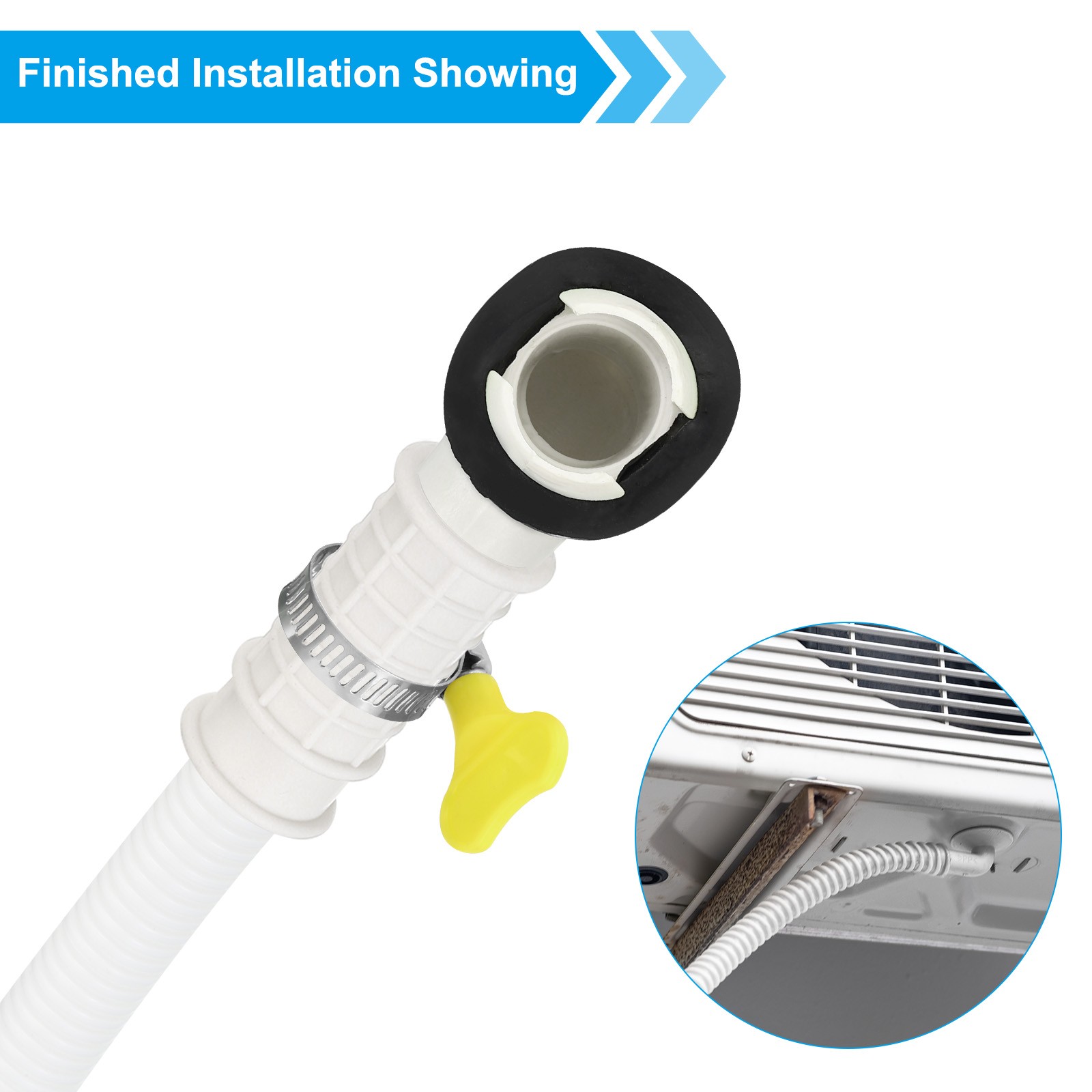 4.9ft Air Conditioner Drain Hose Kit, Hose with Clamp Connector 8, White