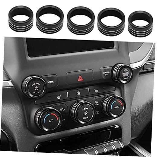 AC Radio Knob Cover Compatible with Dodge Ram 2019 2020 2021 A-standard Black