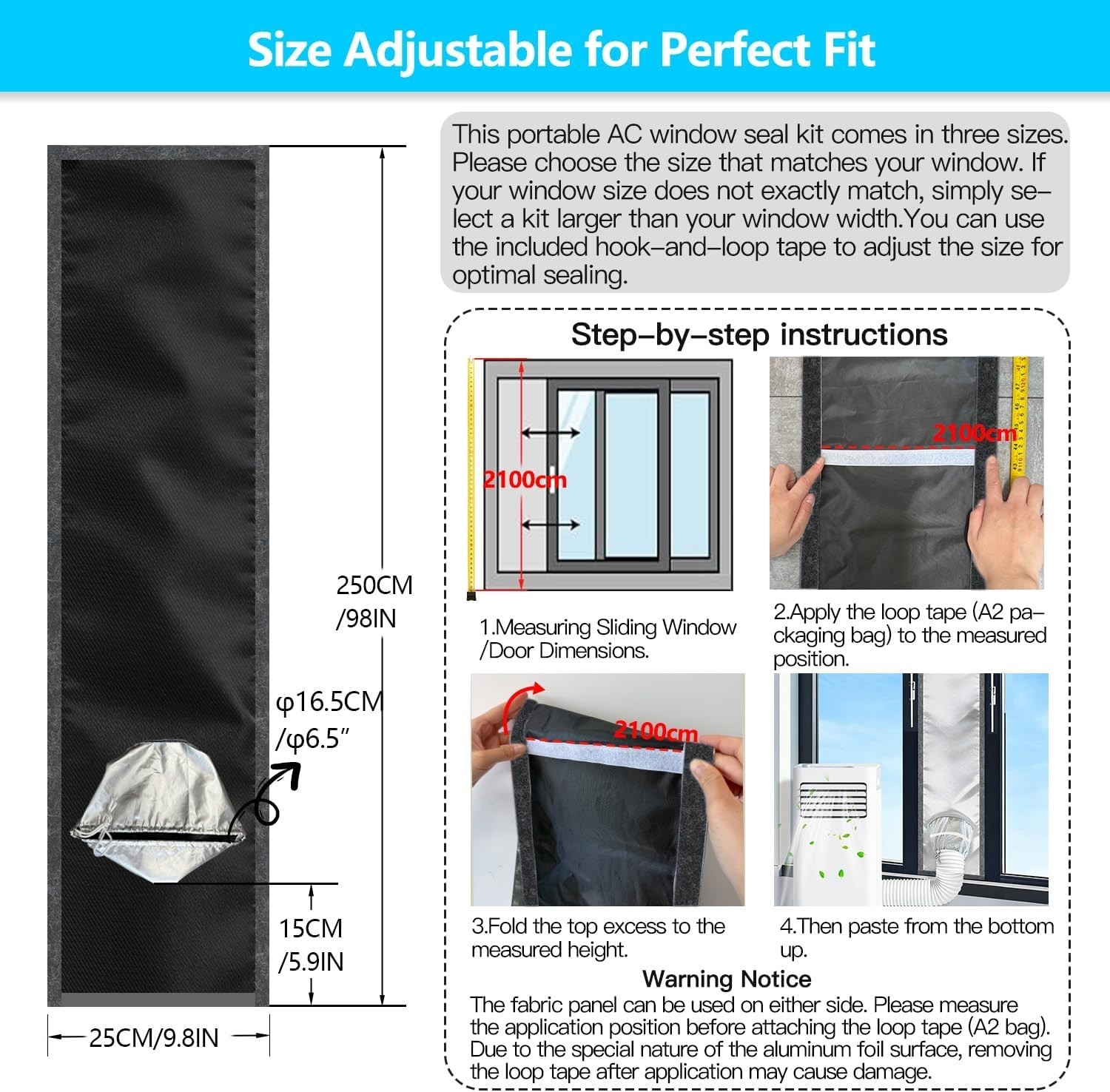 Efficient 98 Inch AC Vent Seal for Sliding Doors – Easy to Install & Waterproof
