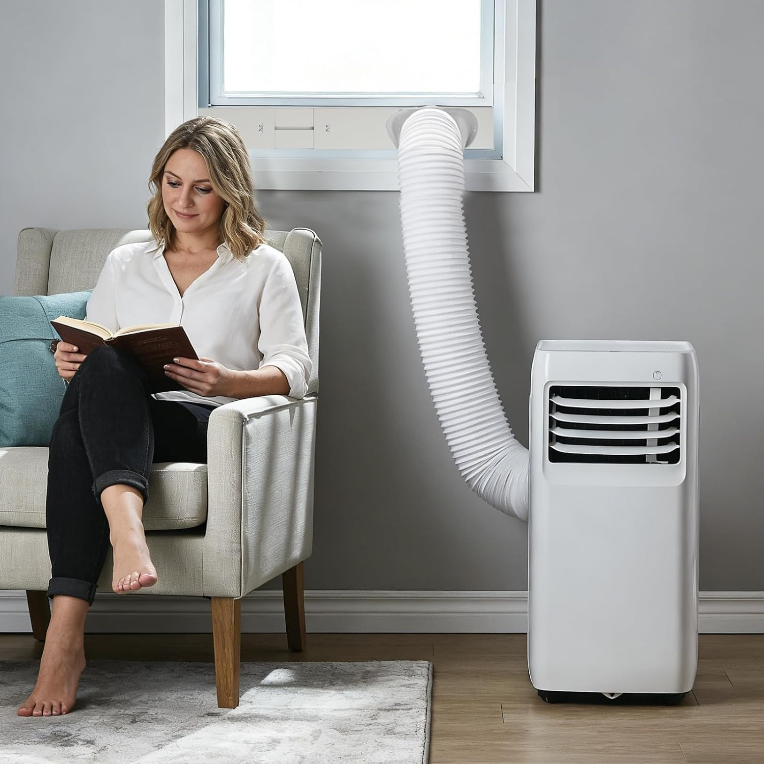 Portable Air Conditioner Window Vent Kit with 5.9&Prime; Exhaust Hose Universal