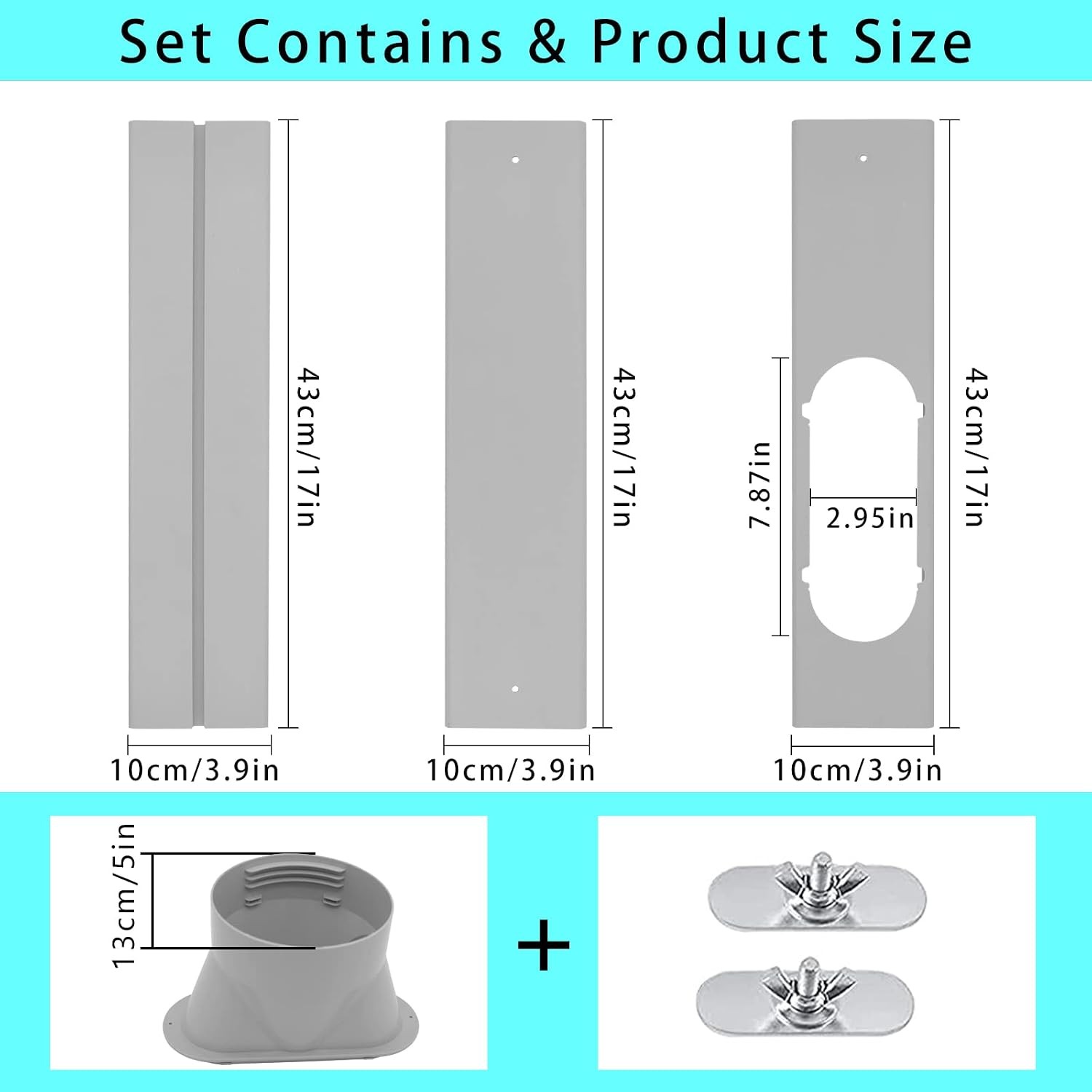 Portable Air Conditioner Window Vent Kit with 5.1inch Exhaust Hose 6 Piece
