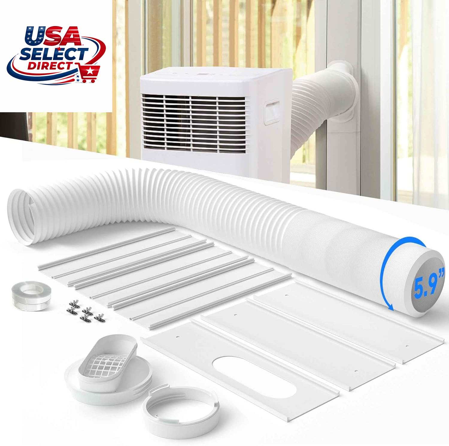 Portable Air Conditioner Window Vent Kit with 82&Prime; Length & 5.9&Prime; Hose