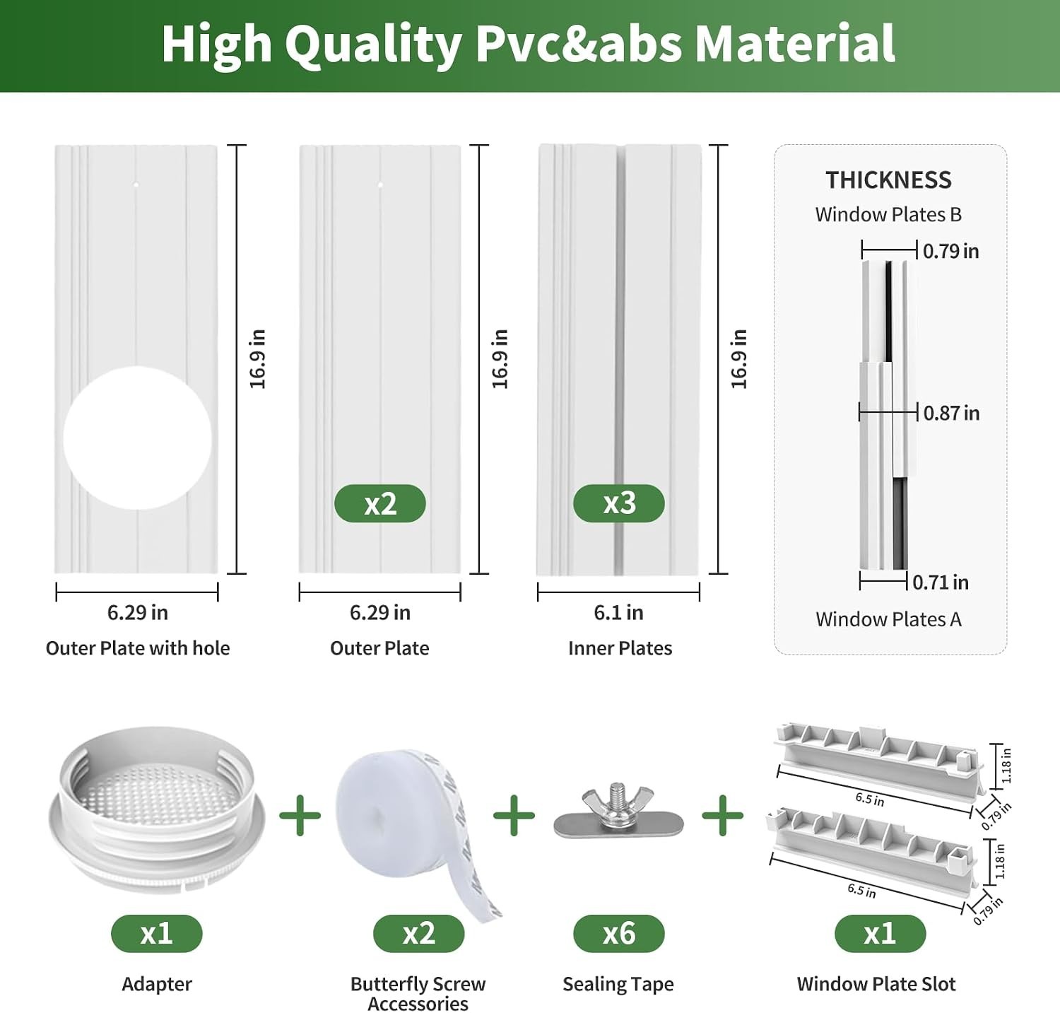 Portable AC Vent Kit for Window/Sliding Door with 4-in-1 Coupler Filter Adjus…