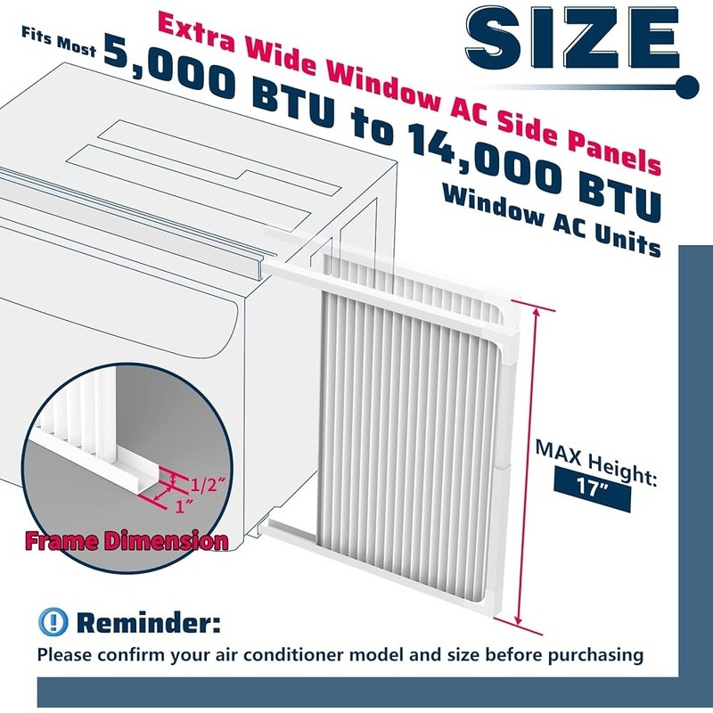 Adjustable Window AC Side Panels Kit Easy Install Dustproof Windproof Frame New