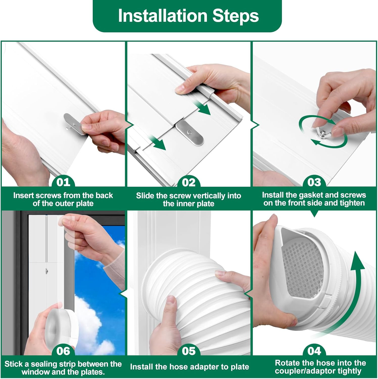 Upgrade Portable Air Conditioner Window Kit with 5.9Inch Exhaust Hose,Portable A