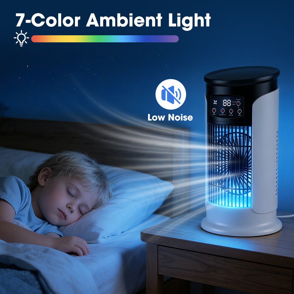 Portable Air Conditioner 3in1 Quiet 6-Speeds Air Cooler Humidifier Cooling Fan
