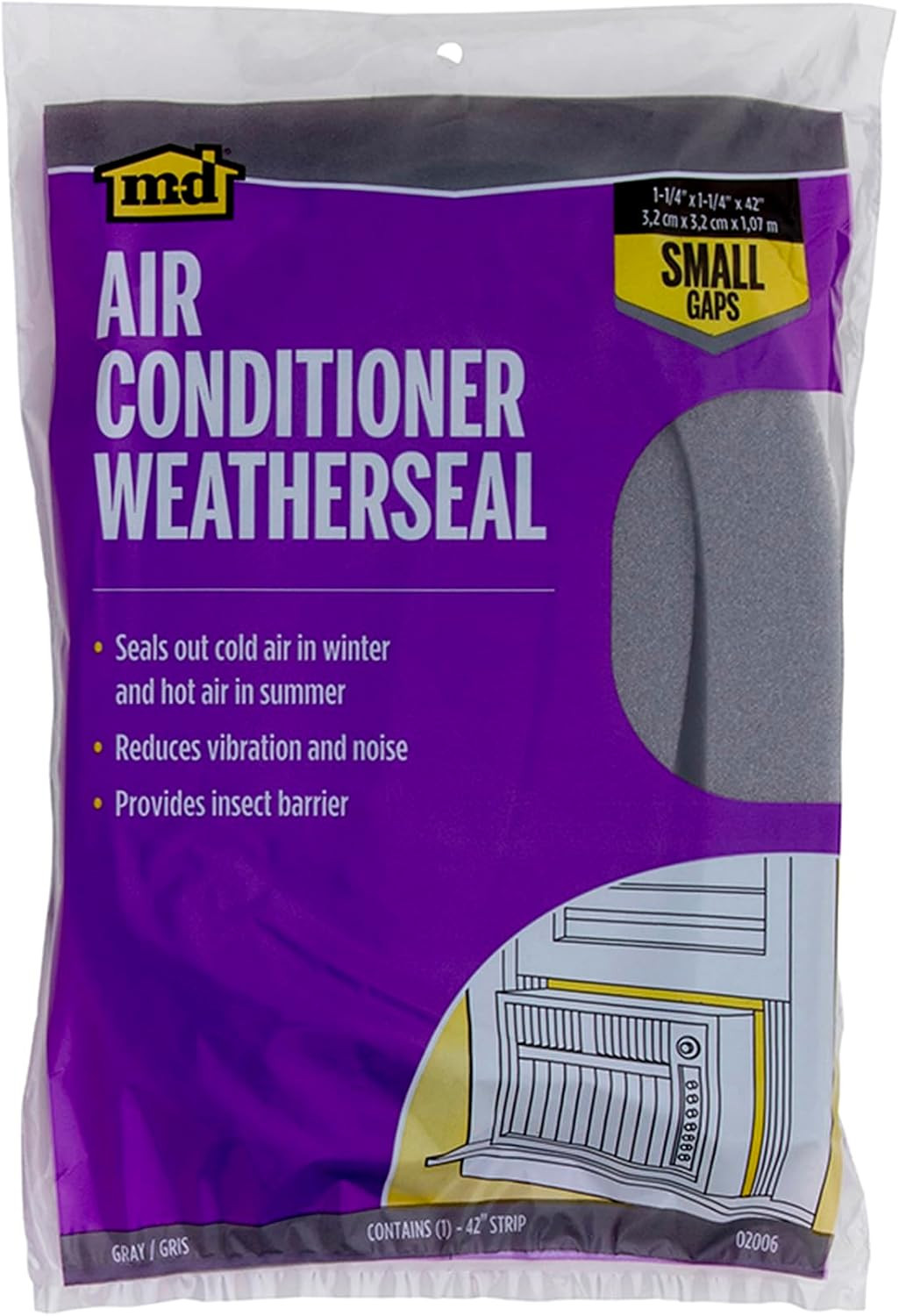 MD Building Air Conditioner Weatherseal for Window Units, Gray, 42In