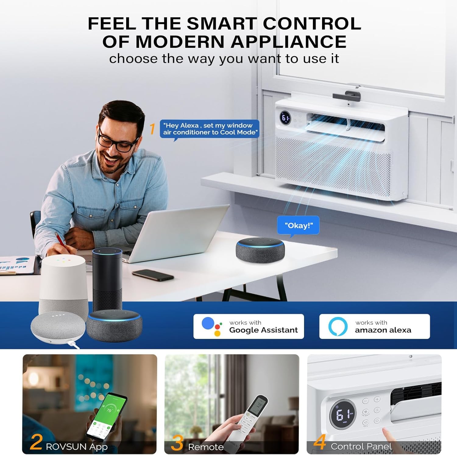 10000 BTU Inverter Window Air Conditioner Energy Star AC Unit with WIFI 450sq.ft