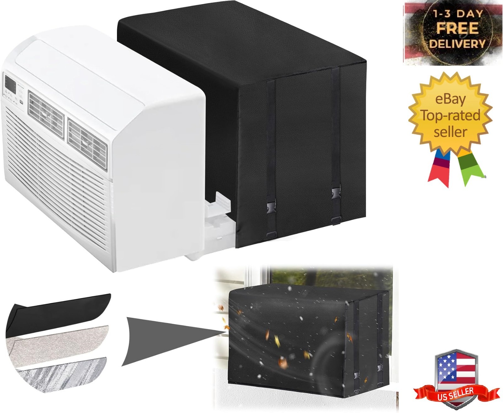 Windproof Window AC Cover Fits Midea U-Shaped 8000/10000/12000 BTU – Thicken
