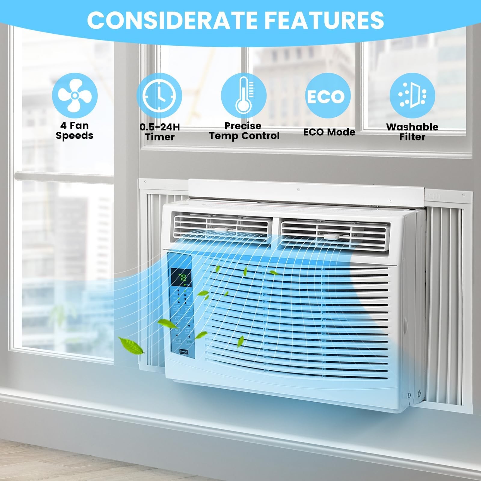 6000 BTU Window Air Conditioner ,Home Office Quiet Small AC Unit 250 Sq.ft. 115V