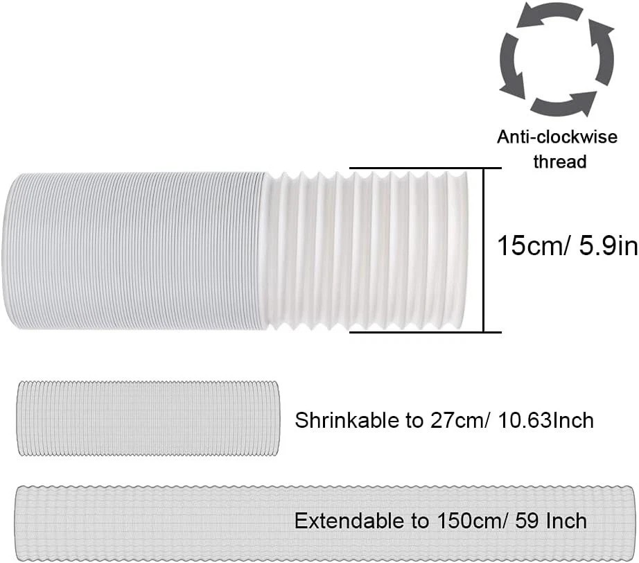 Durable Portable Air Conditioner Window Vent Kit with 5.9&Prime; Hose – Universal Fit