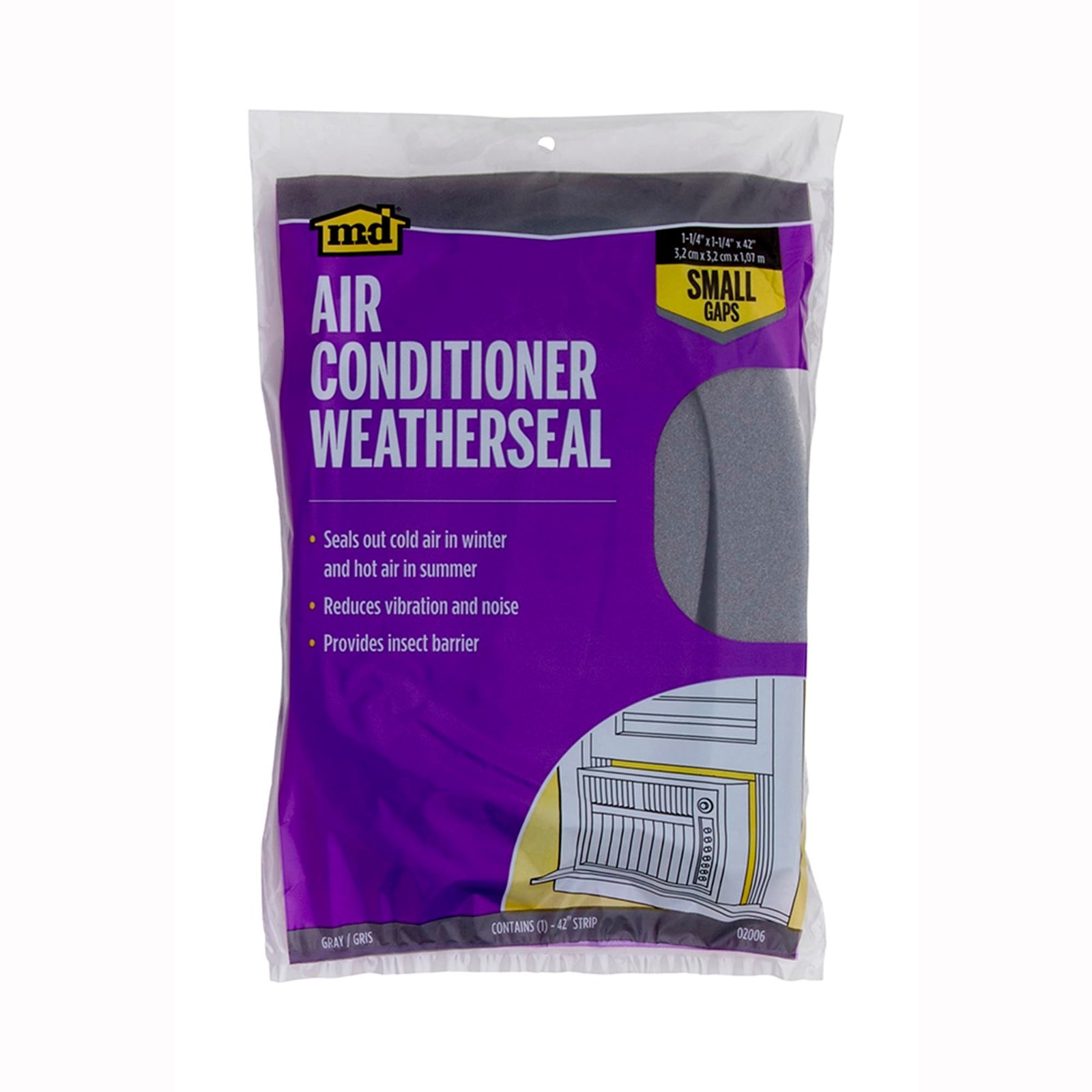 Air Conditioner Weatherseal for Window Units Gray 42 Inch Foam Insulation Seal