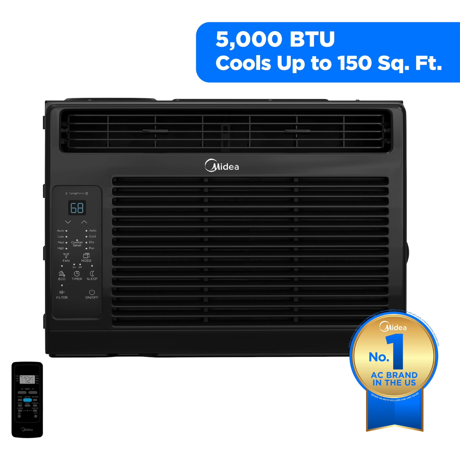 US Midea 5,000 BTU Window Air Conditioner, Cools Up To 150 Sq Ft, 3 Cooling Mode