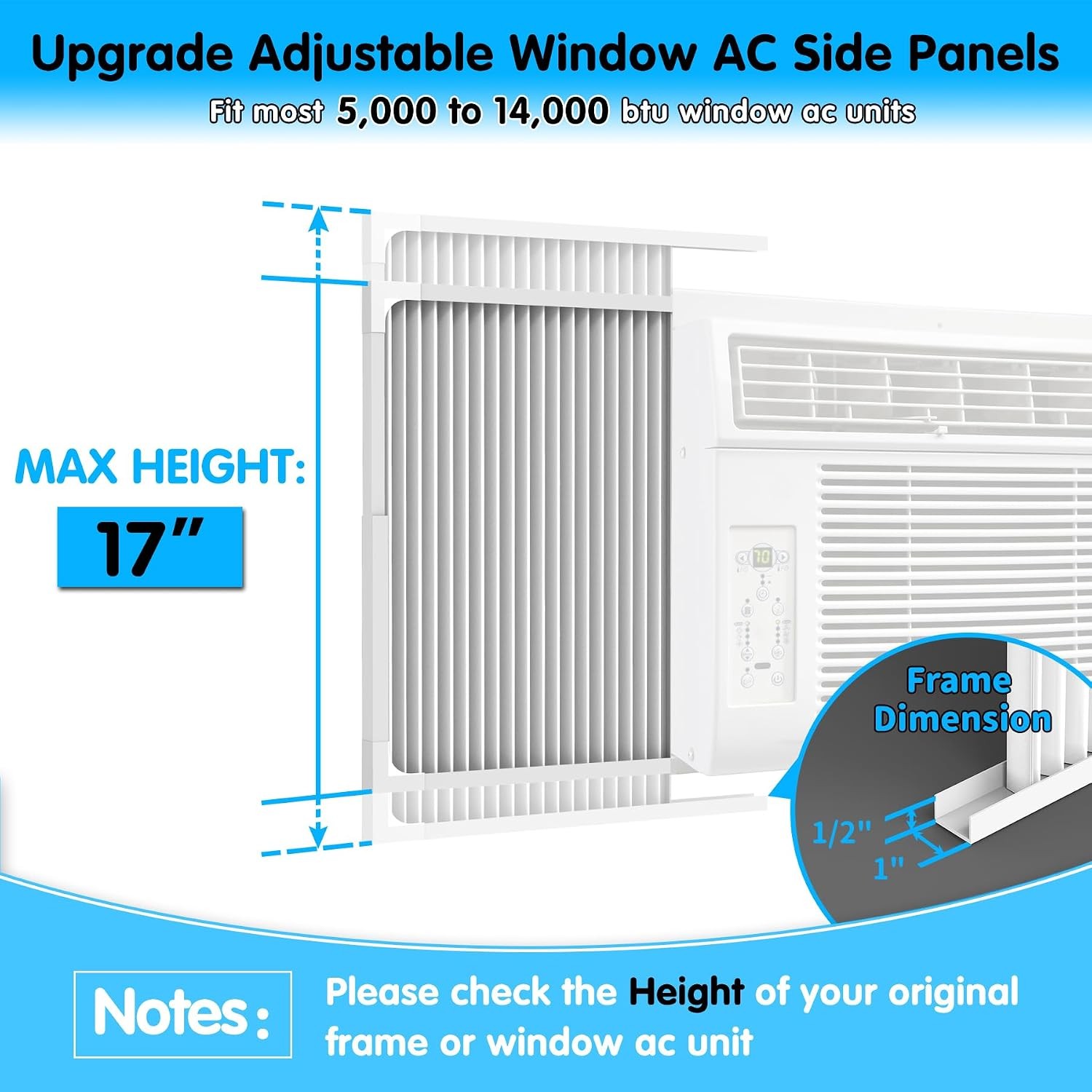 Window Air Conditioner Side Panels with Frame, Adjustable AC Side Panels for Mos