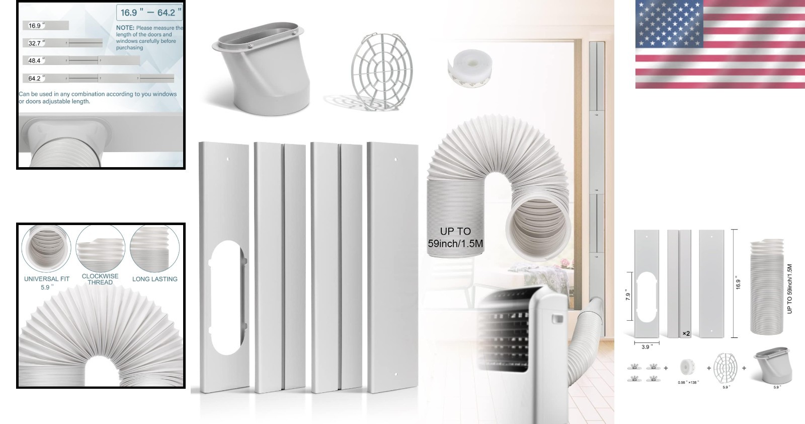 Portable Air Conditioner Window Kit with Adjustable Seal
