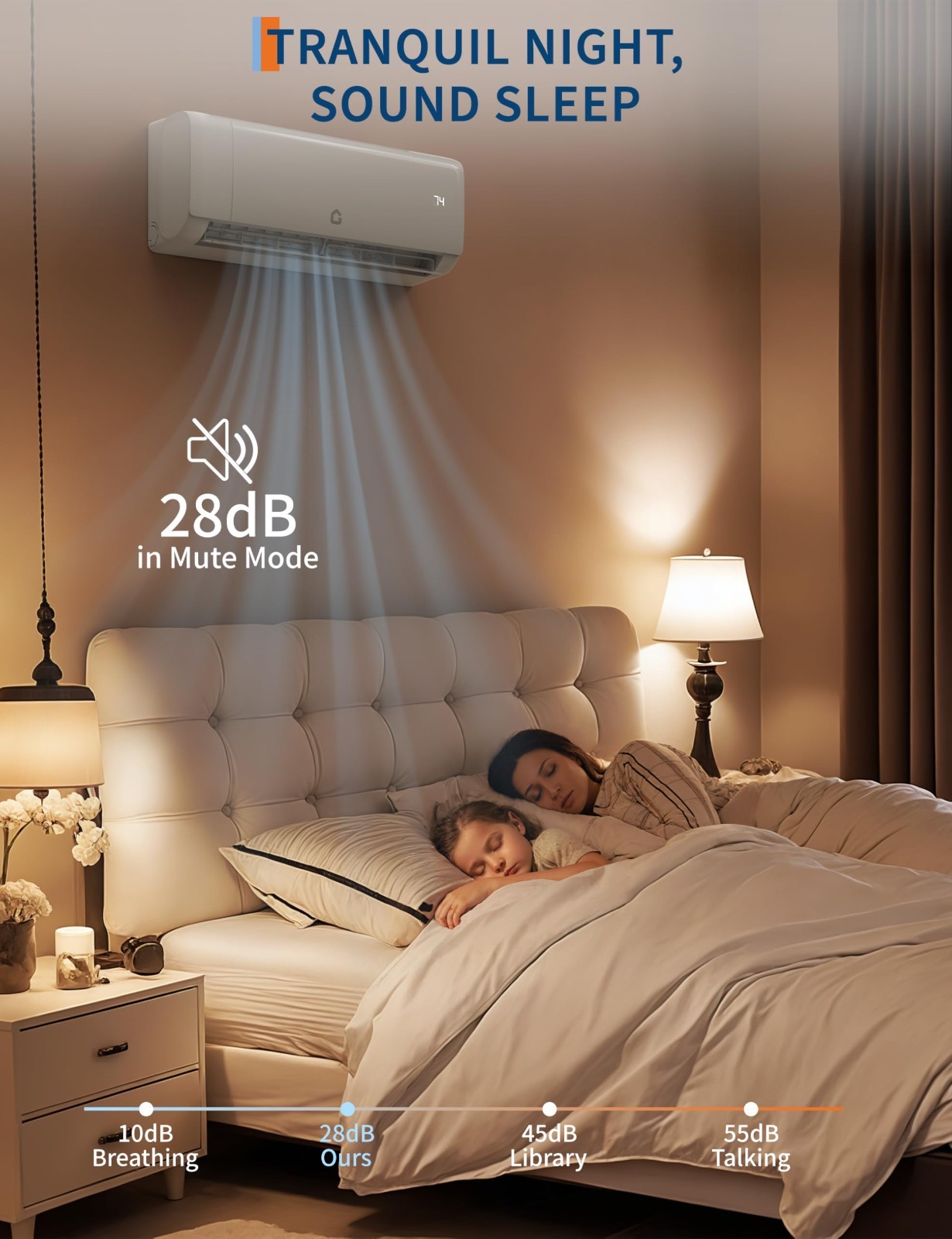 18000 BTU Wall Mounted Mini Split Air Conditioner 19 SEER2 Ductless 1250 Sq. Ft