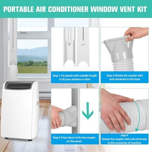 Portable Air Conditioner Window Vent Kit 5.9 Inch Exhaust Hose 59&Prime; Seal for