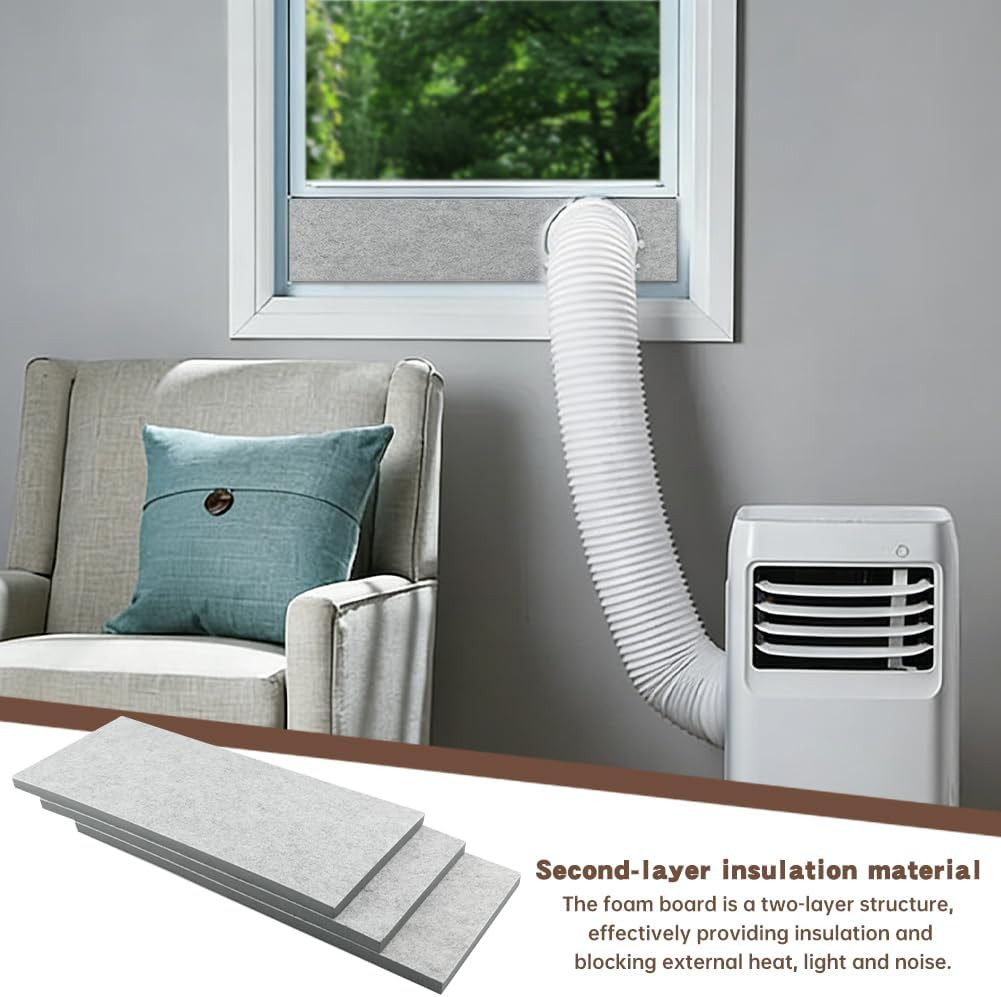 Double Layer Insulation Foam Panels, Portable Air Conditioner Window Vent Kit, A