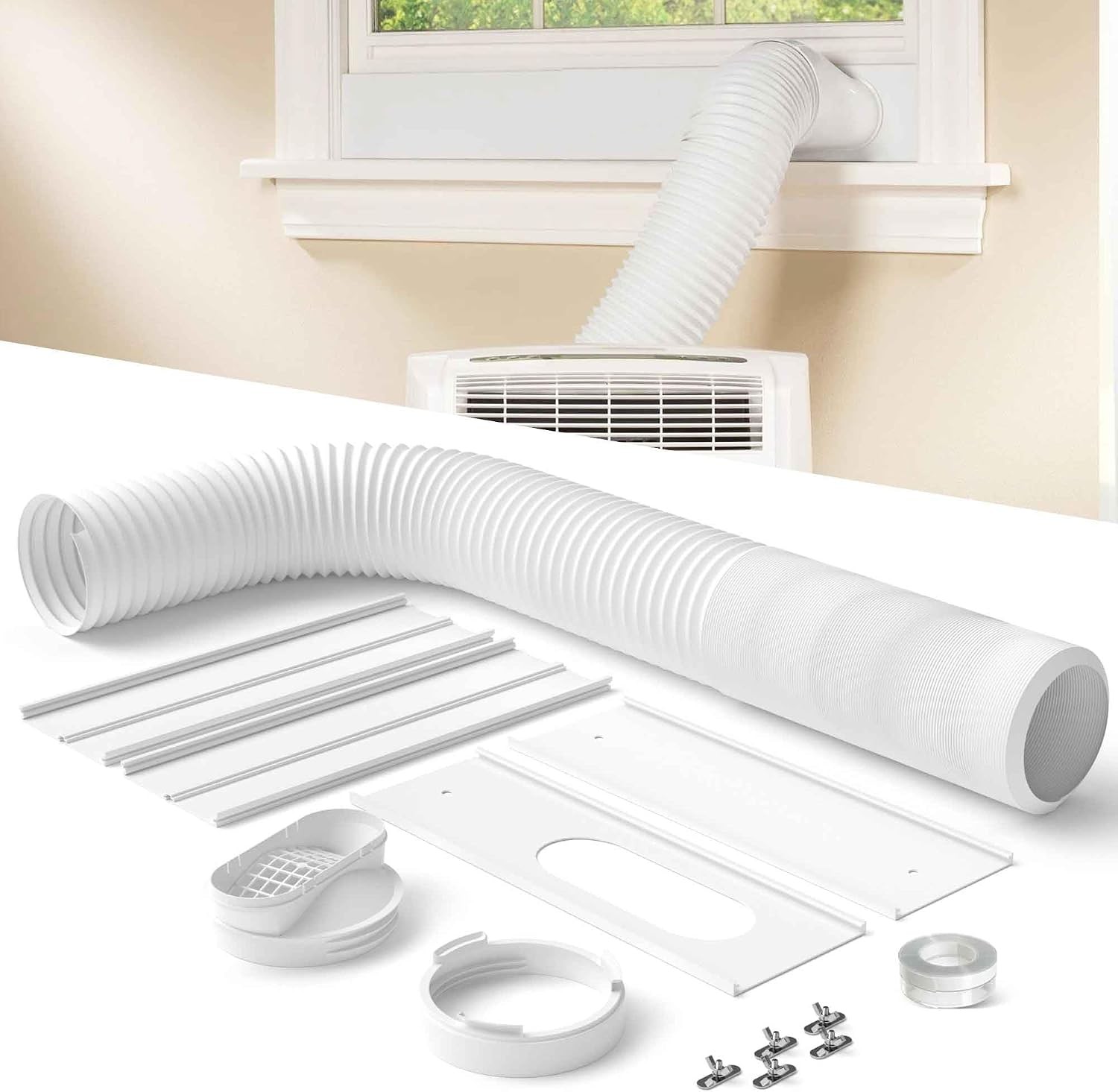 Portable Air Conditioner Window Vent Kit with 82&Prime; Length 5.9&Prime; Diameter Exhaust