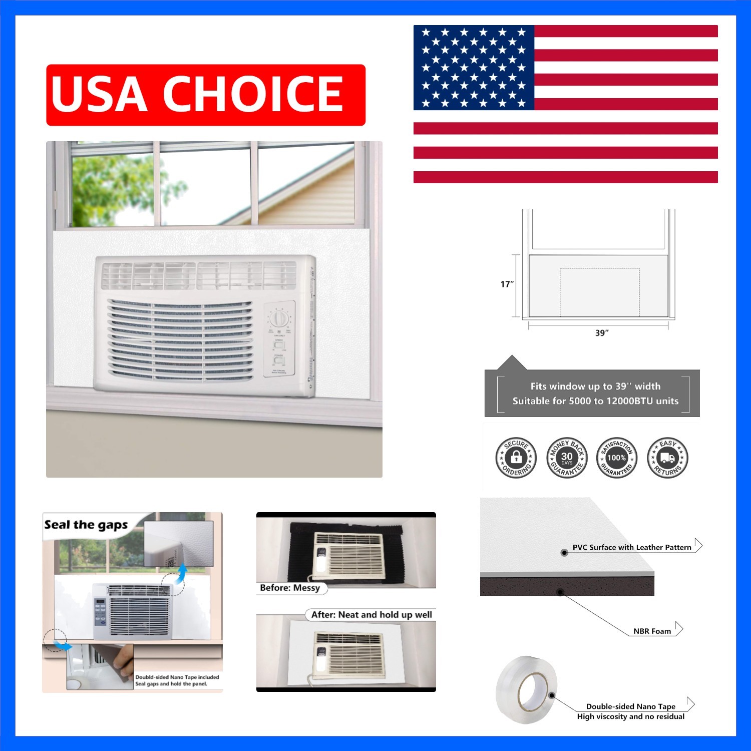 BJADE&rsquo;S Window Air Conditioner Side Insulated Foam Panel, One-piece Full Surr…