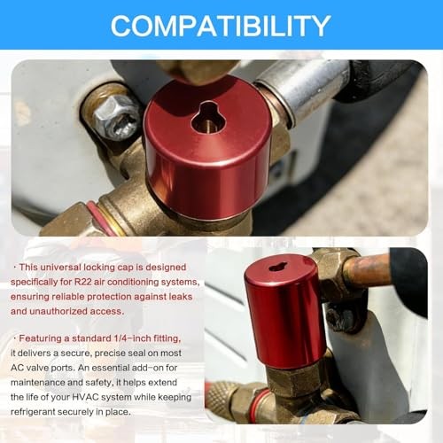 Refrigerant Locking Caps 20-Pack, 1/4 Inch Tamper Resistant AC Valve Port Cap