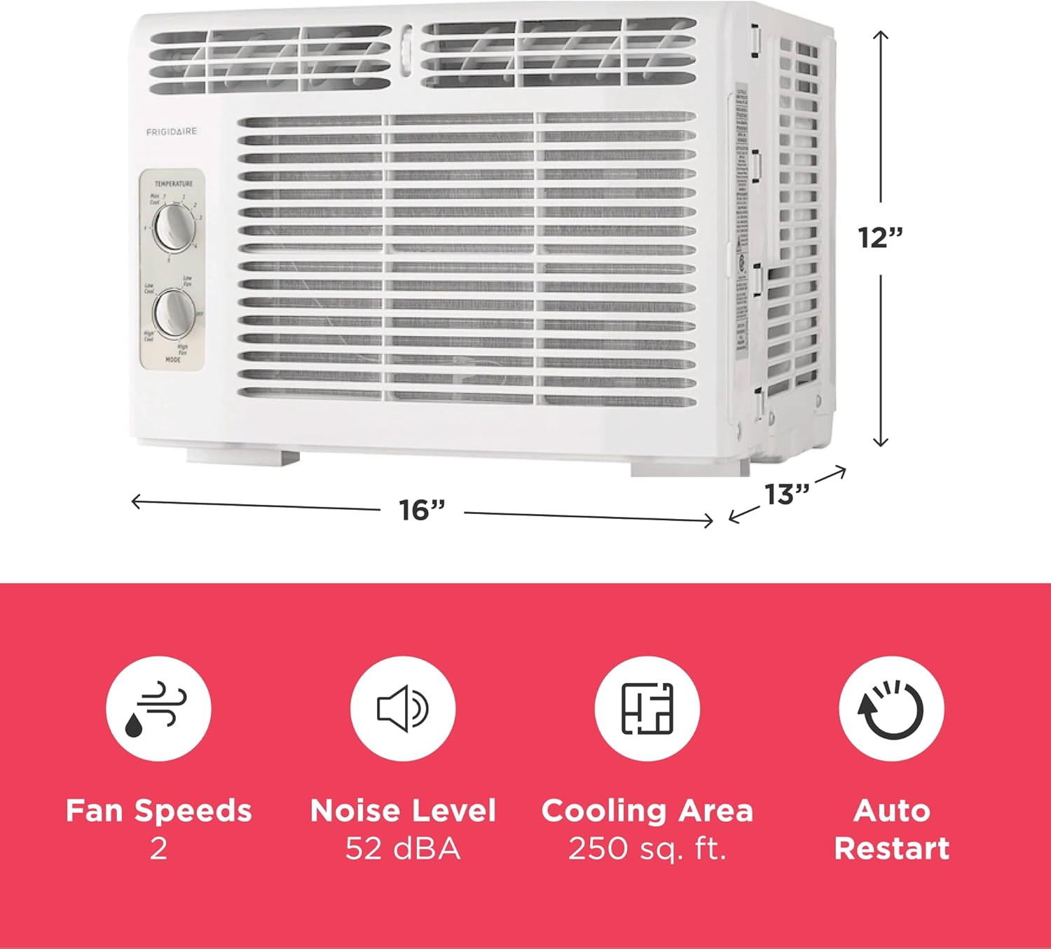 Window Mounted Air Conditioner 5,000 BTU Cools up to 150 Sq. Ft Quiet Operation