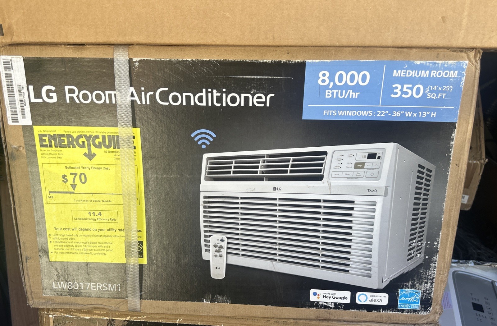 LG LW8017ERSM1 8,000 BTU 340 Sq Ft Window Air Conditioner with Wi-Fi Control
