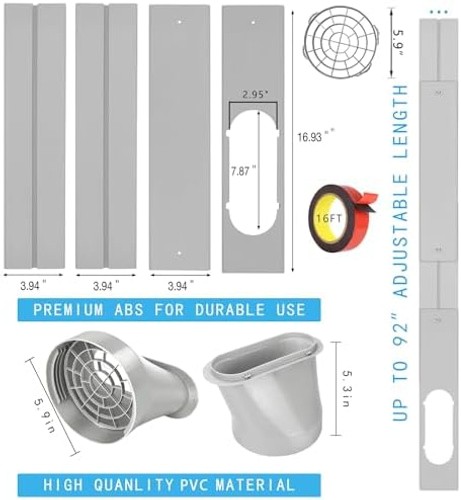 Portable AC Window Vent Kit, Adjustable Vertical/Horizontal Sliding Window Ki…