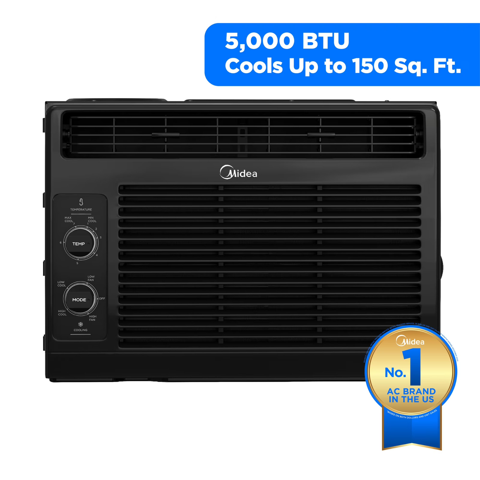 US Midea 5,000 BTU Mechanical Window Air Conditioner, 150 Sq Ft, Black
