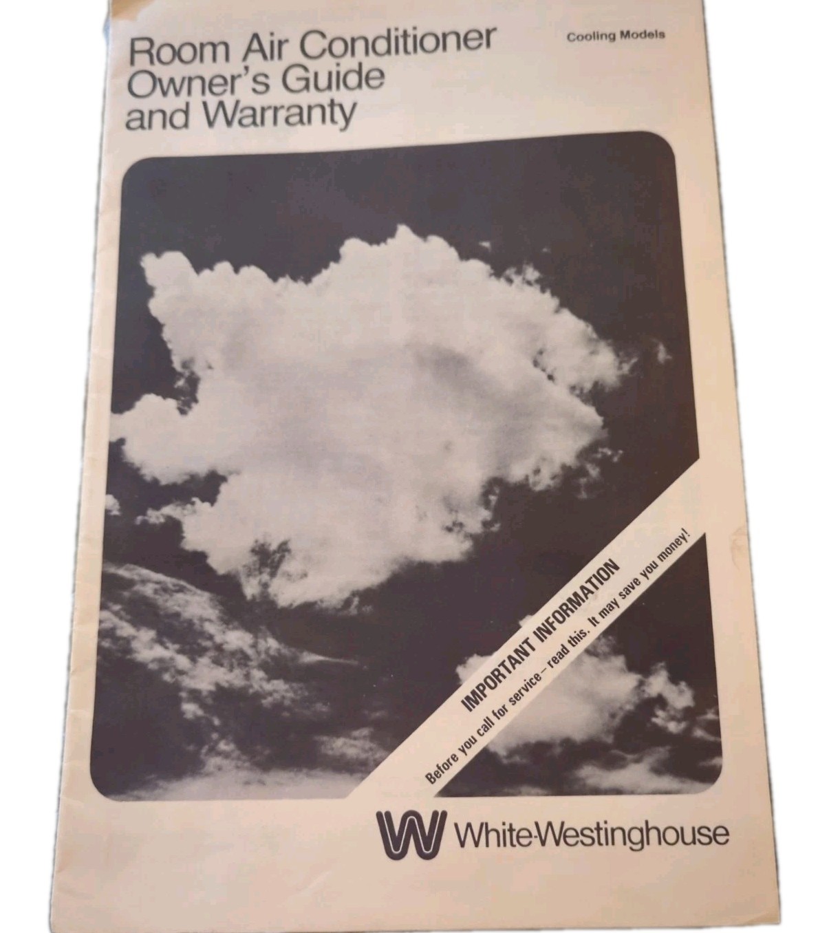 White Westinghouse Room Air Conditioner Manual Owners Guide 1984 Instructions