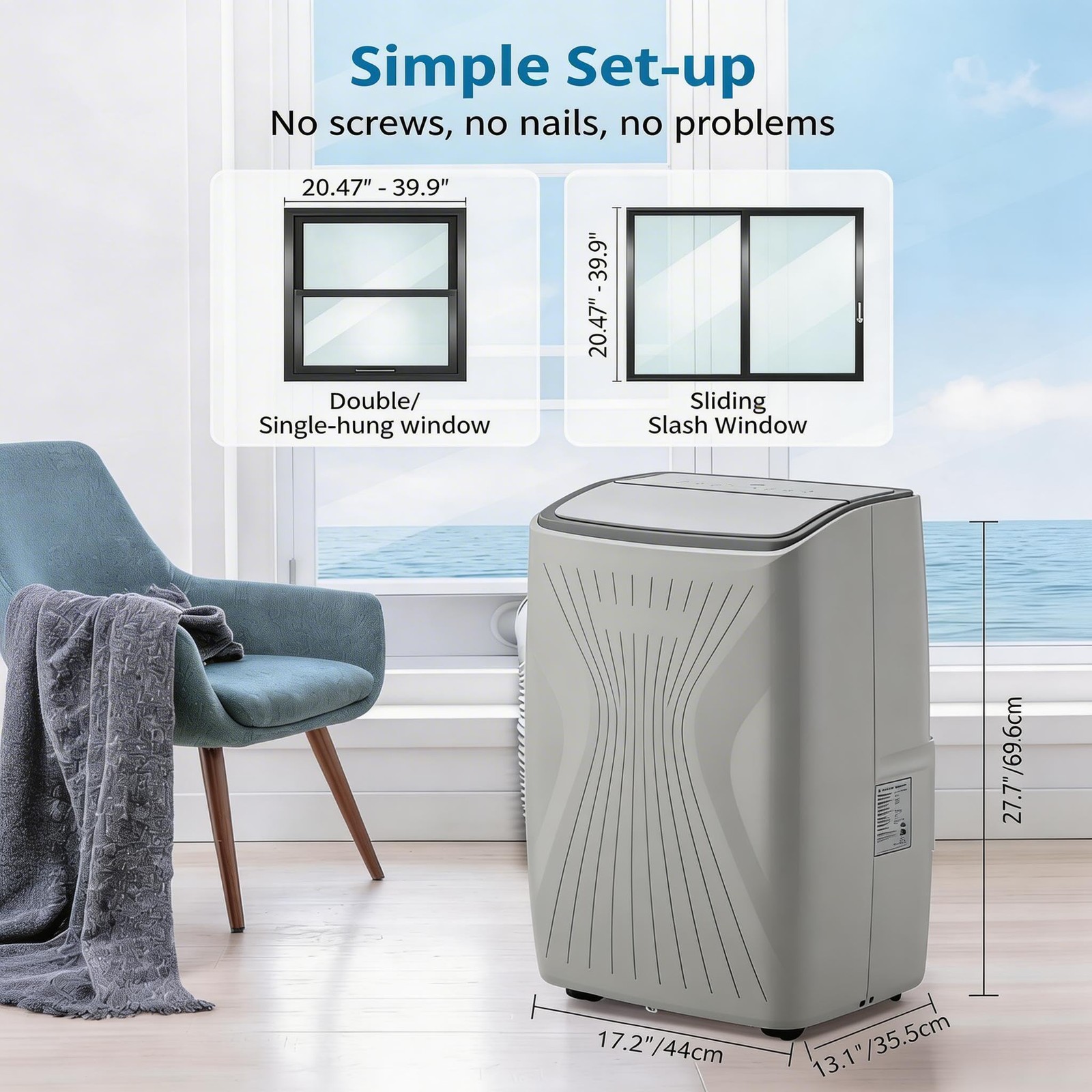 Portable Air Conditioner 14000 BTU AC Unit, Remote Control Up to 650 Sq ft Fan