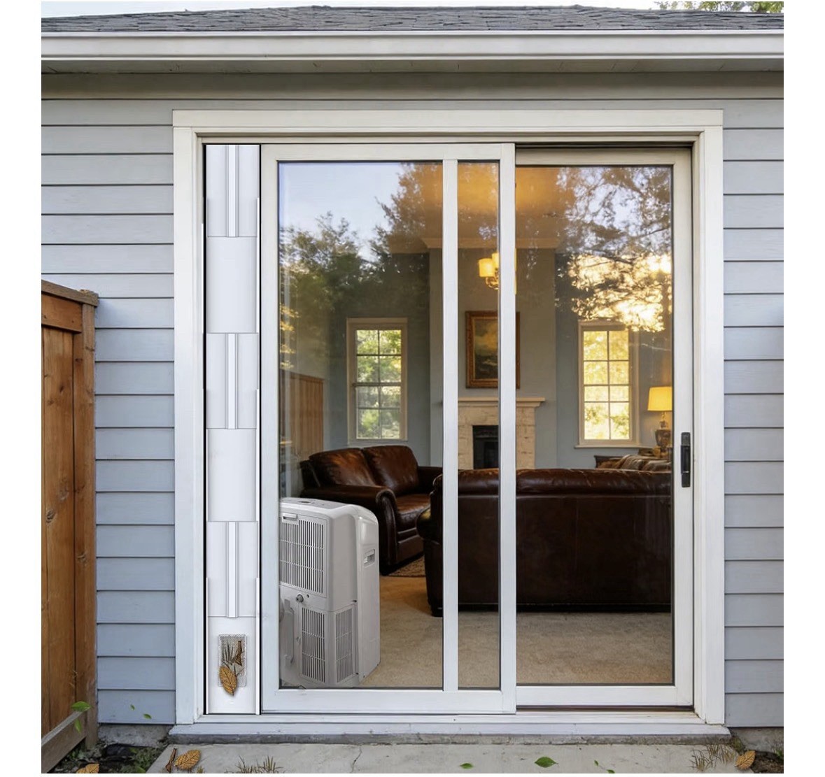 95&Prime; Sliding Door AC Vent Kit with Φ 5.9&Prime;AC Hose Filter Screen & Weather Strippin