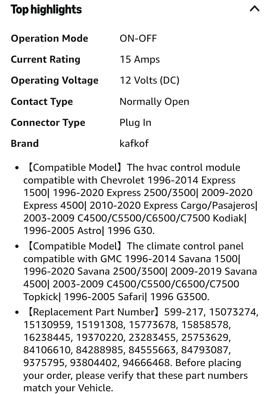 Front Climate Control Module Compatible with 1996-2020 Chevy Express 1500 2500