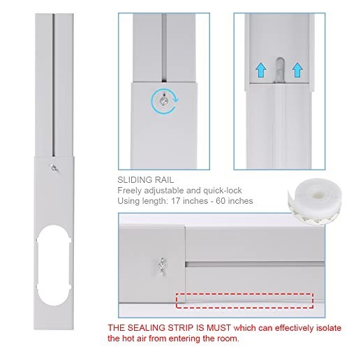Portable Air Conditioner Window Kit – Adjustable Sliding Plate for 5.9&Prime; Hose