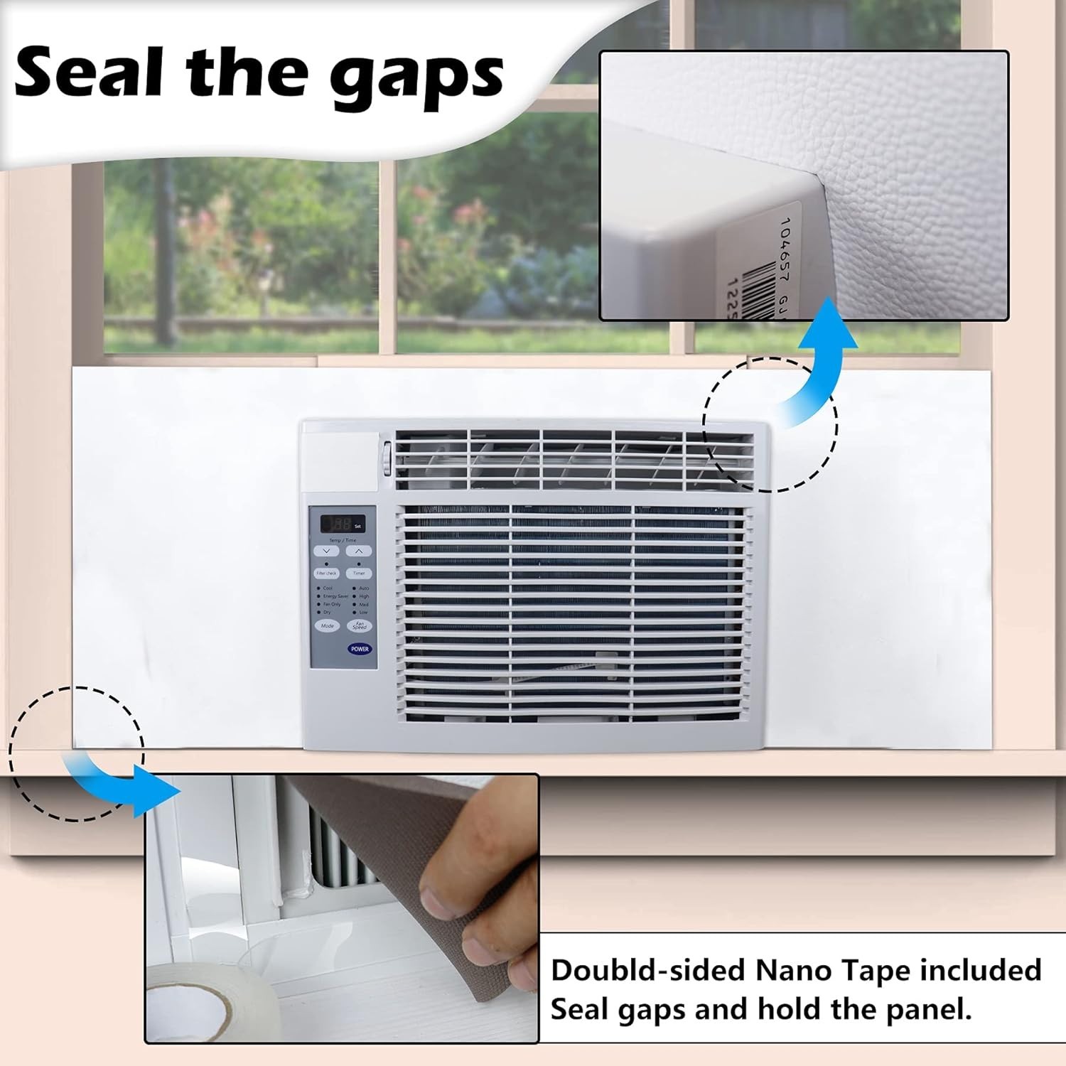 BJADE&rsquo;S Window Air Conditioner Side Insulated Foam Panel, One-piece Full Surr…
