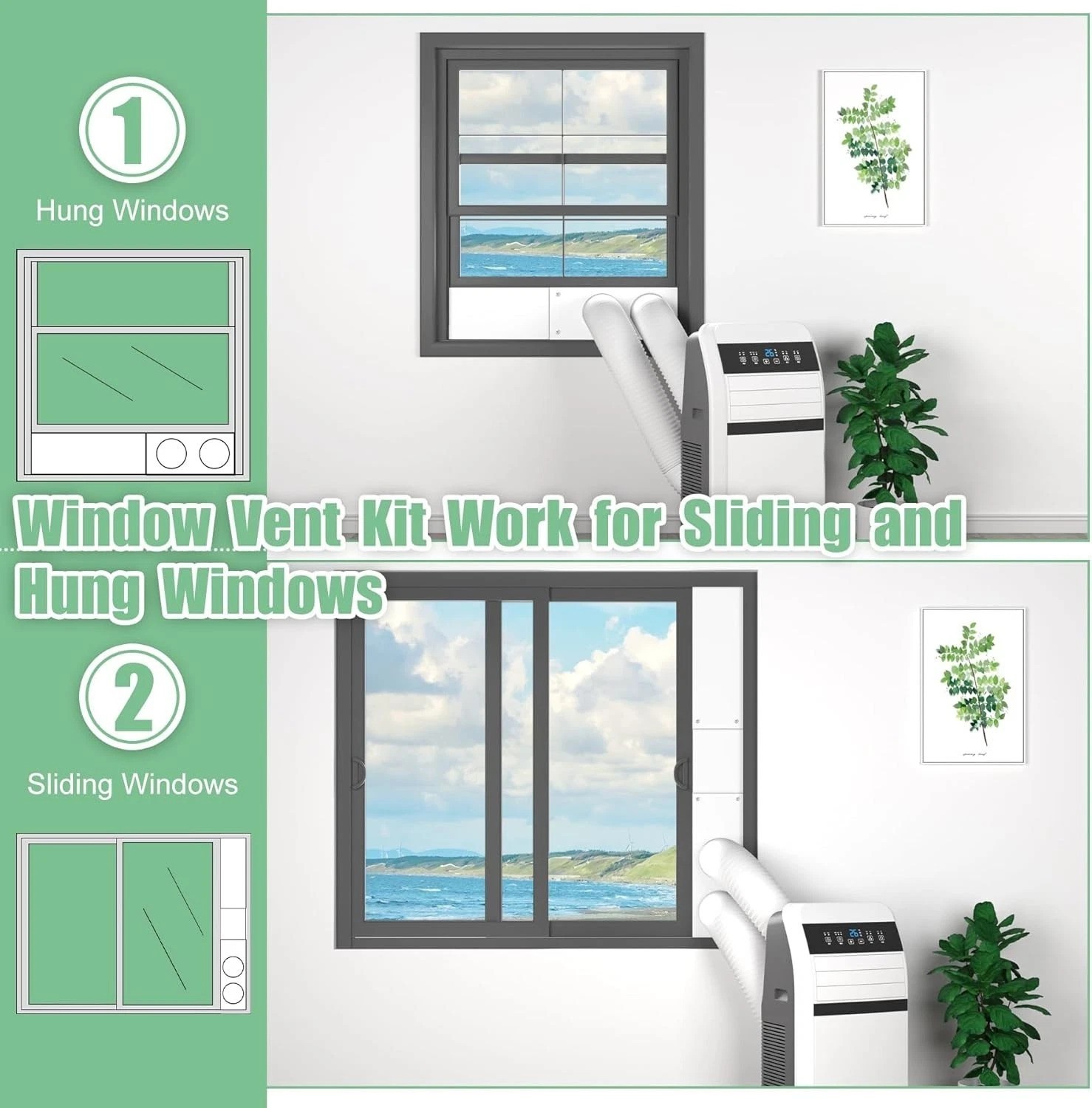 Dual Hose Portable Air Conditioner Window Seal Kit 5IN Diameter Adjustable