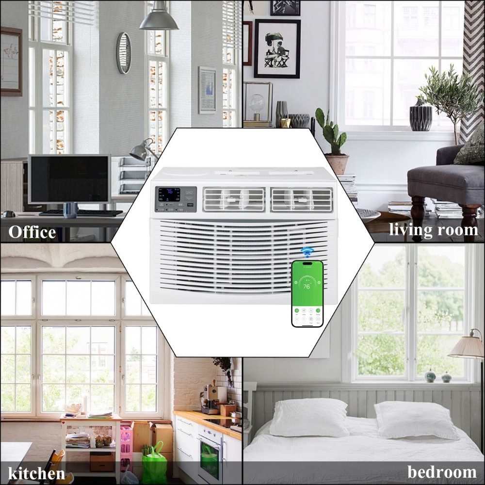 8000 BTU Window Air Conditioner Dehumidifier Fan CEER 10.9 With Remote and Wifi