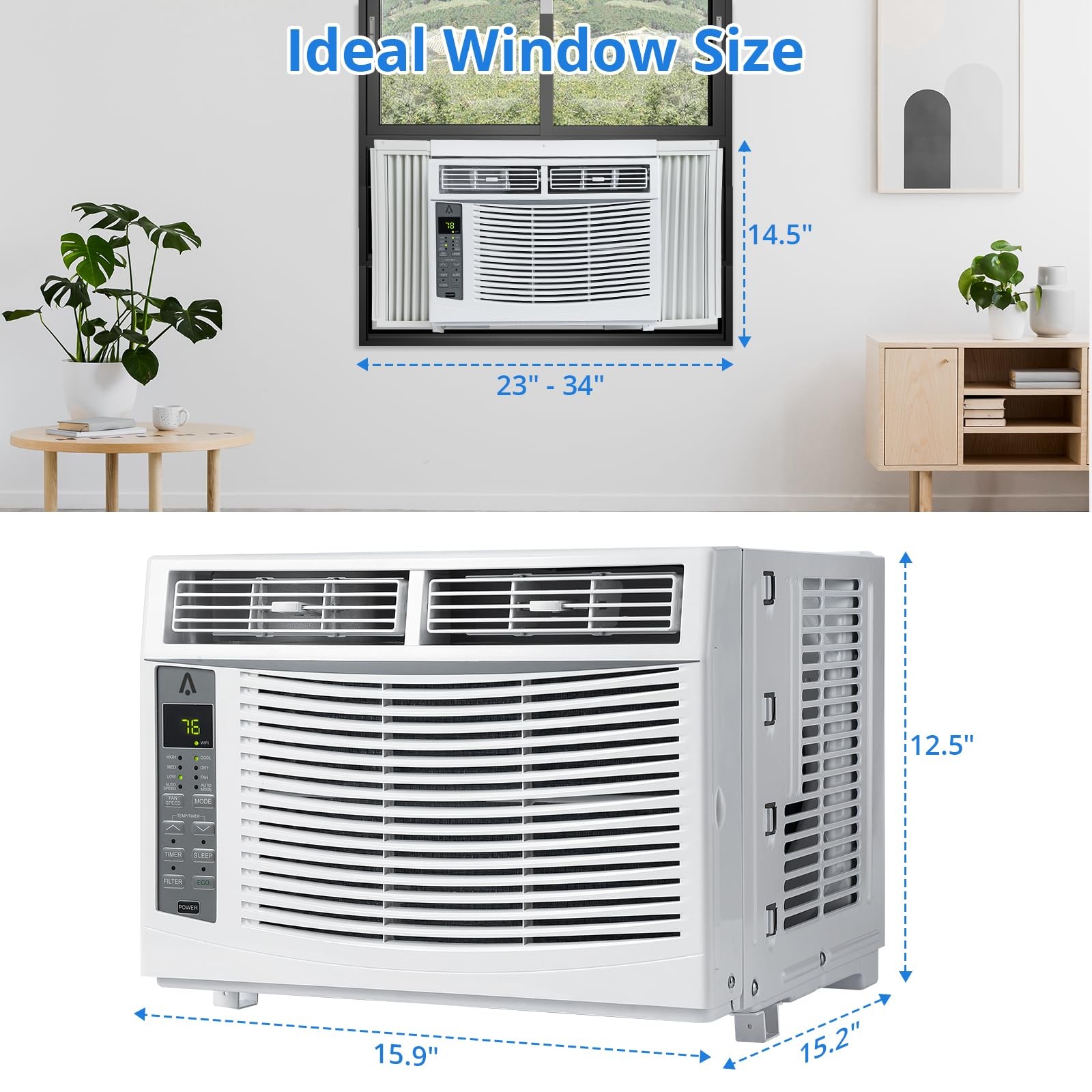 6000 BTU Window Air Conditioner ,Home Office Quiet Small AC Unit 250 Sq.ft. 115V
