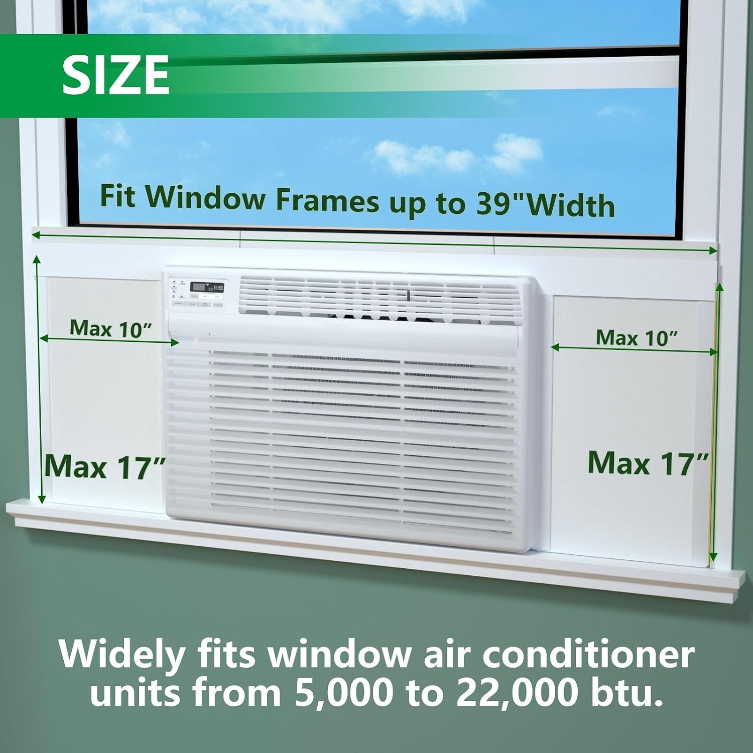 Full Surround Window AC Insulated Foam Panels, AC Window Seal w/4 Pressure Se…