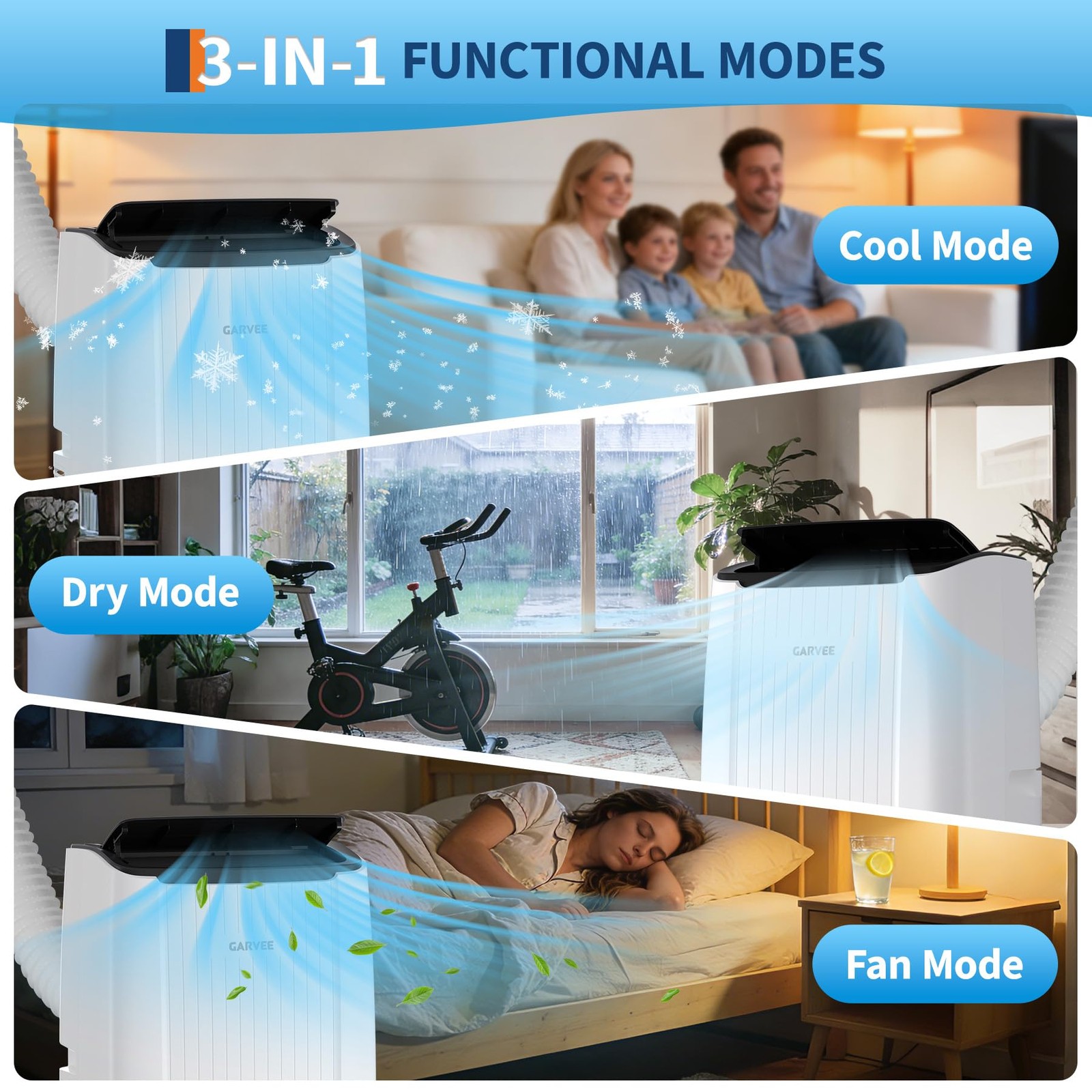 GARVEE 14000 BTU Portable Air Conditioner AC Unit with Fan & Dehumidifier Remote