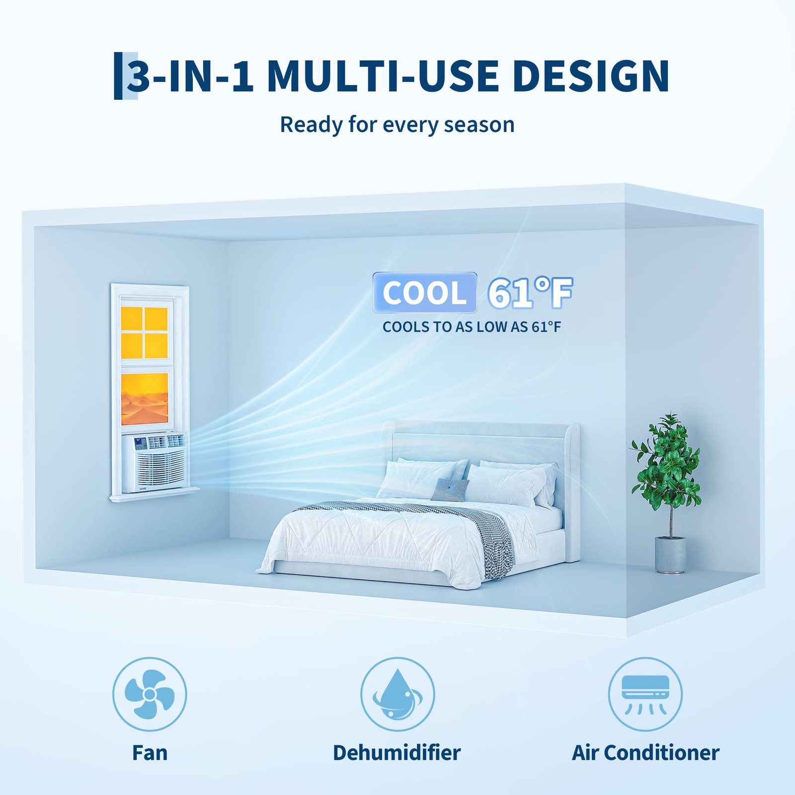 🔝Garvee 10000 BTU Window Air Conditioner cool to 450Sq ft Unit Remote Install K