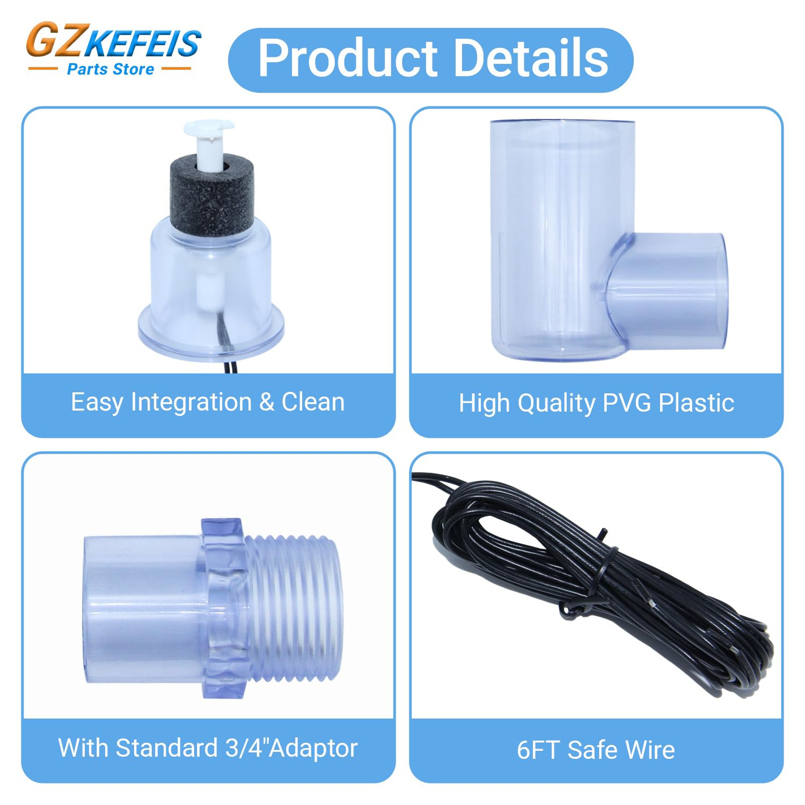 Float Switch L Shape Compatible with Safe T Switch HVAC Drain Pan Condensate