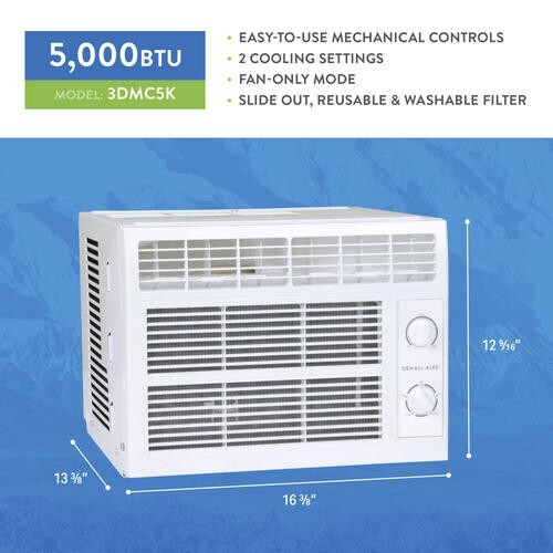 5000 BTU 115V Window Air Conditioner 2 Fan Speed Washable Filter Room Cooler