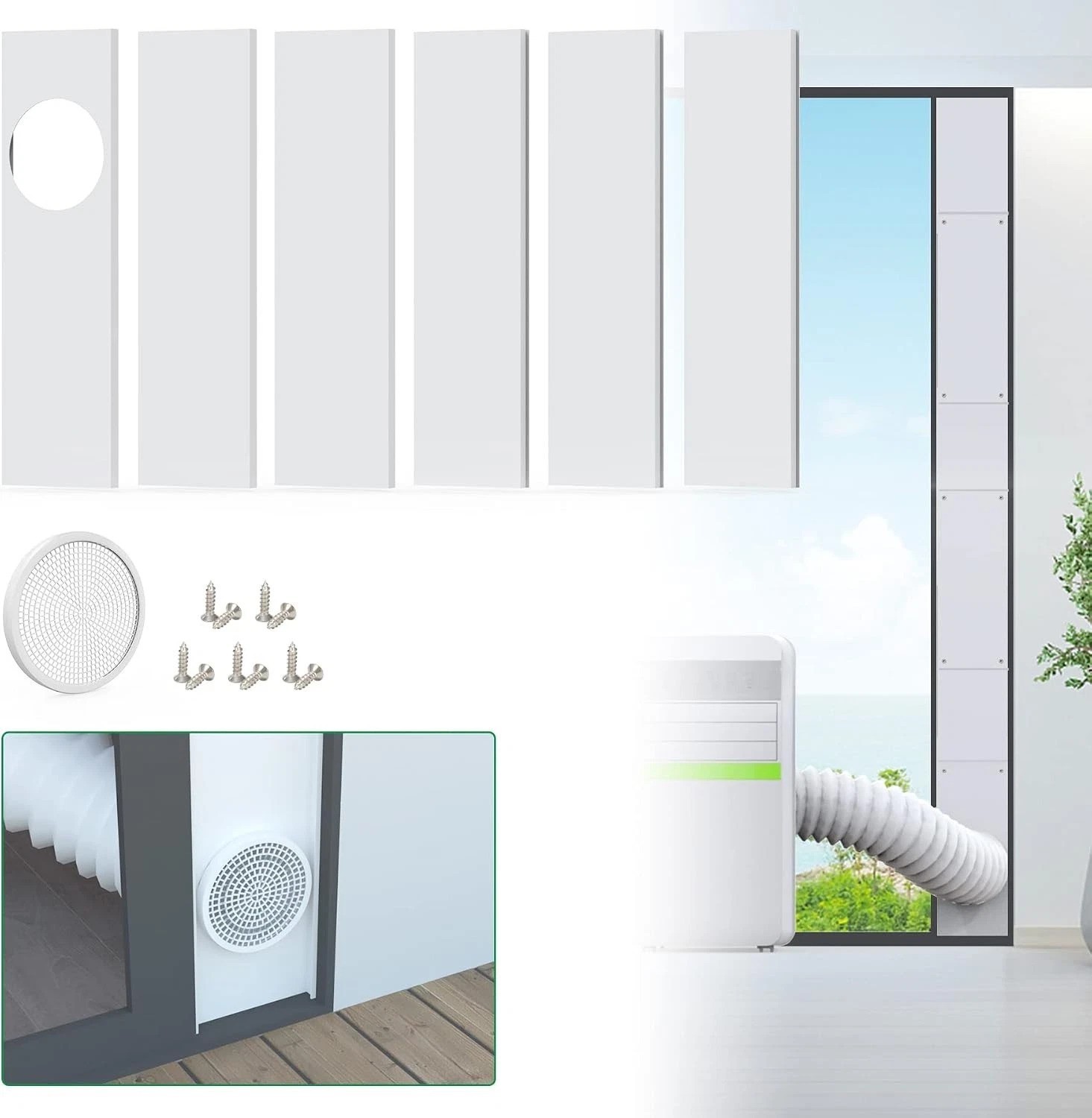 Portable Air Conditioner Sliding Door Vent Kit for 5 inch Exhaust Hose Up to …