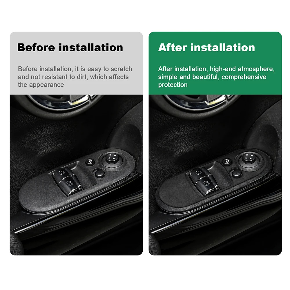 AMBERMILE Italian Top Suede Door Window Lifter Switch Panel Sticker for Mini Coo