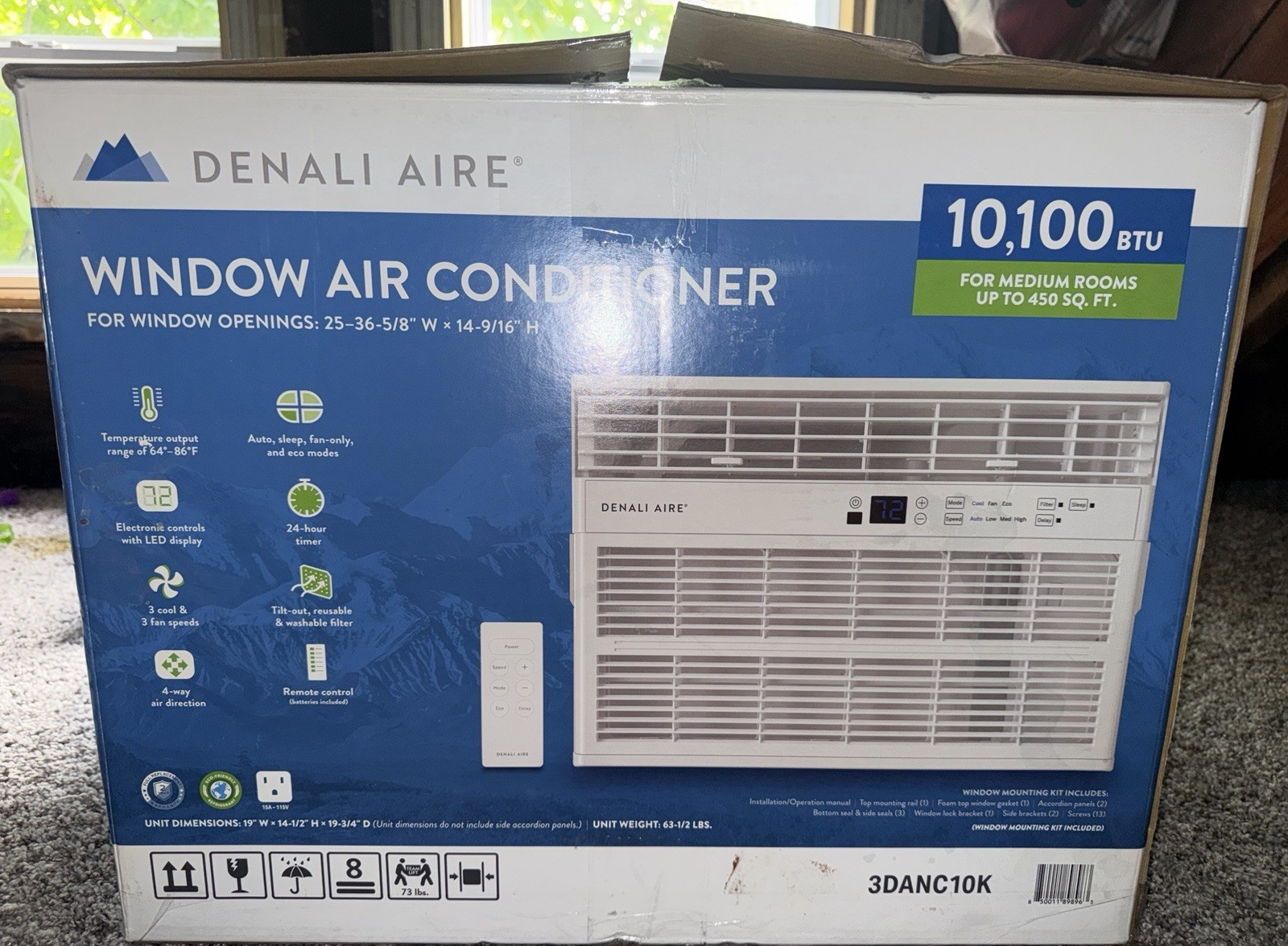 Denali Aire 10,100 BTU Window AC 115V White Remote 24hr Timer Sleep 3DANC10K