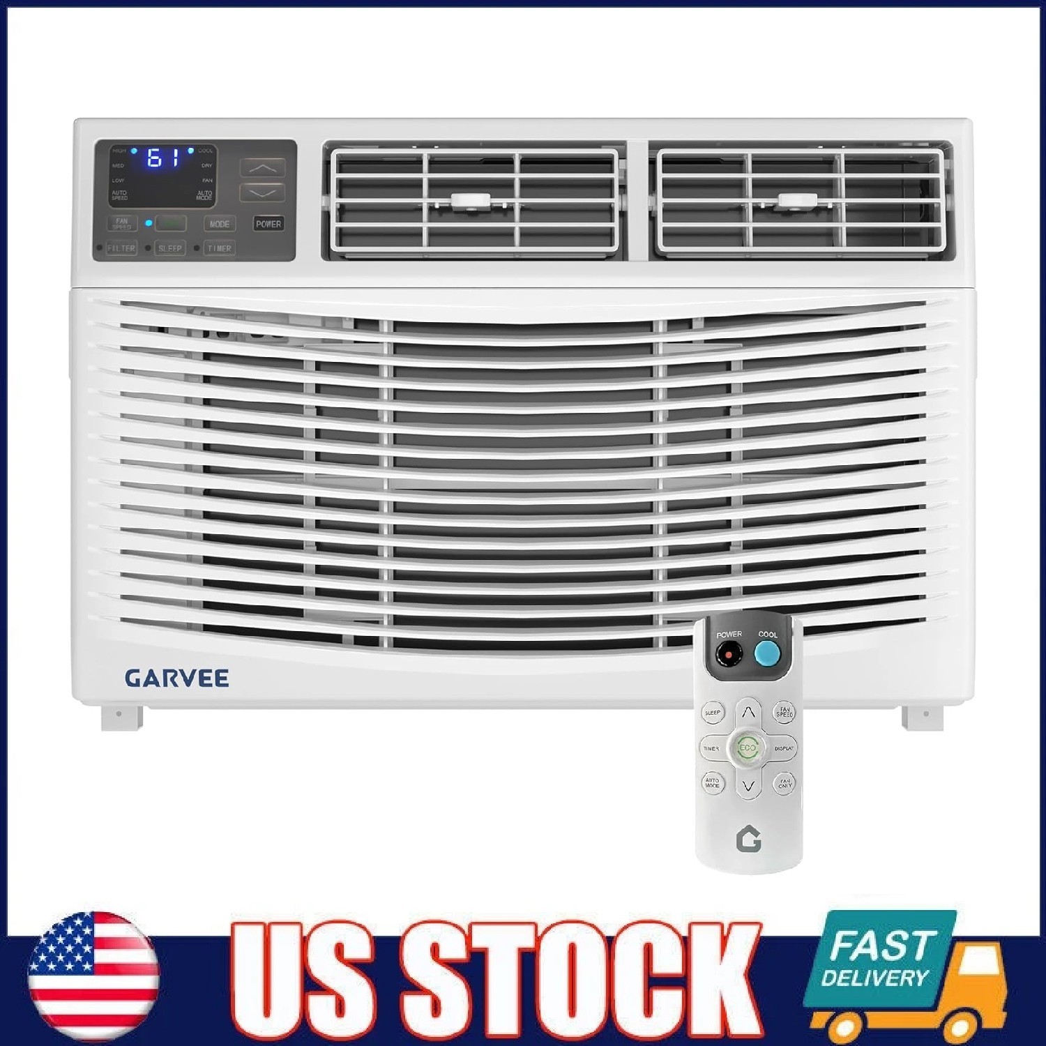 8000 BTU Window Air Conditioner with Remote ,3 Fan Speeds 24H Timer 115V AC Unit