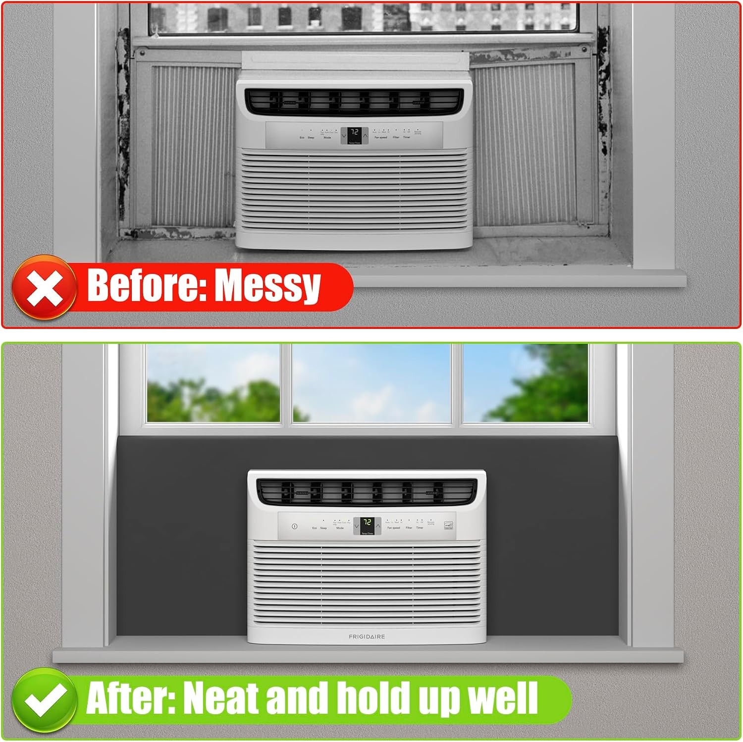 Window Air Conditioner Side Panels 48&Prime; Extended Width Full Surround AC Foam