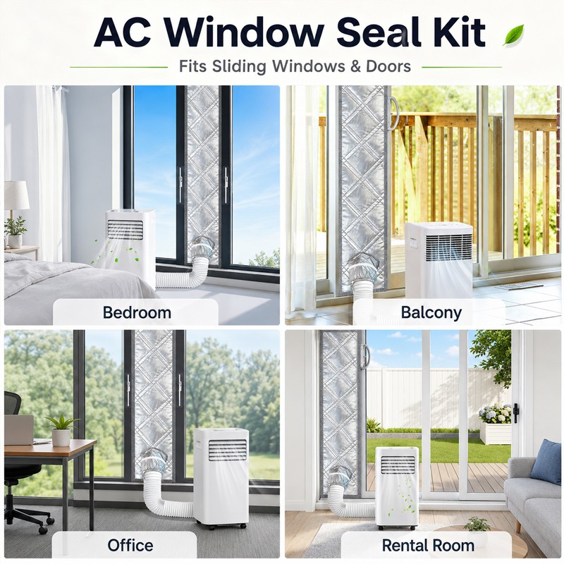 Padded Portable Ac Window Seal Kit for Air Conditioner Exhaust Hose Insulation